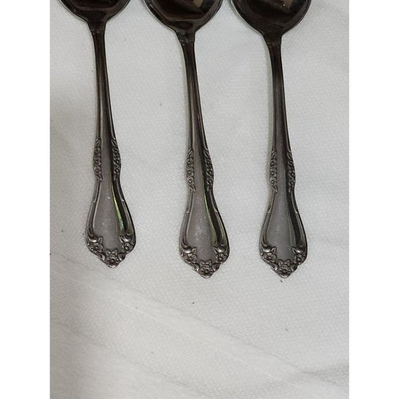 3 Oneida Mansfield Oval Soup Spoons 7" deluxe glossy Amadeus Rogers flatware - Picture 4 of 10